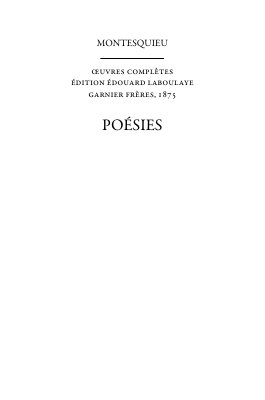 Couverture de Montesquieu - 17 Poésies